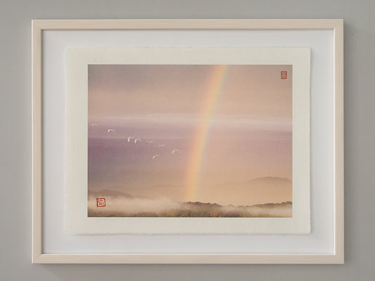 Flight Beyond the Rainbow – 虹の彼方へ（Framed Fine Art Print on Handmade Tango Washi）